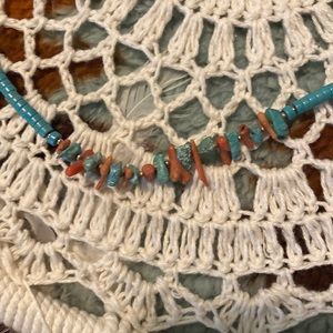 Native American turquoise heishi and coral necklace